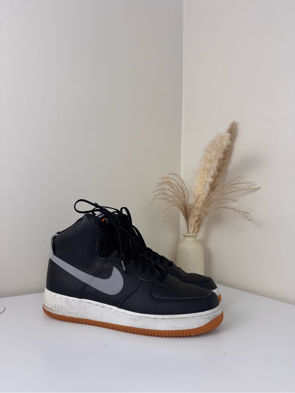 Nike Black High-Top Sneakers with Grey Swoosh and Gum Sole